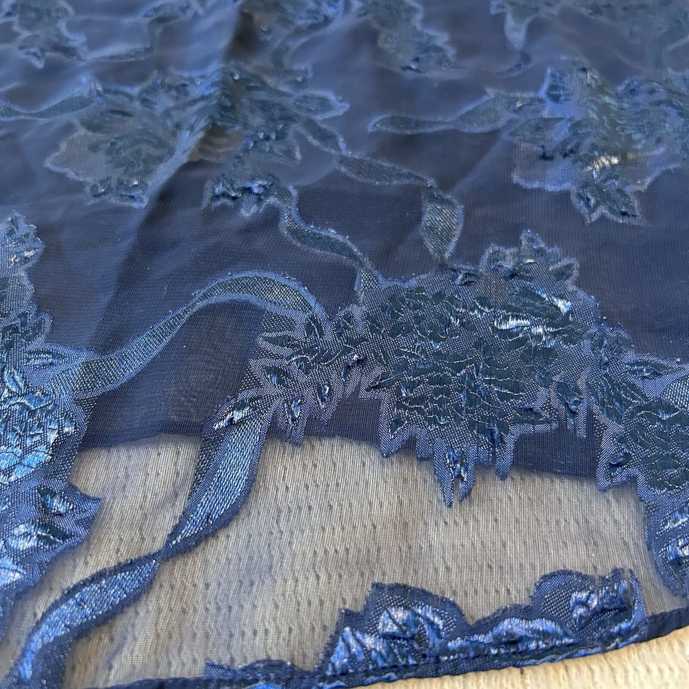 Vtg Victoria's Secret Gold Label Top Sz M Sheer Blue Floral Lace Sleeveless - Picture 3 of 9
